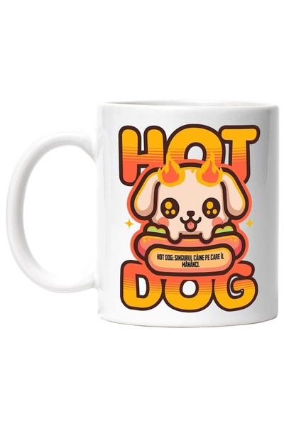 INOVATIX Cana alba personalizata, Caine hot dog in flacari, iubitorii de cain...