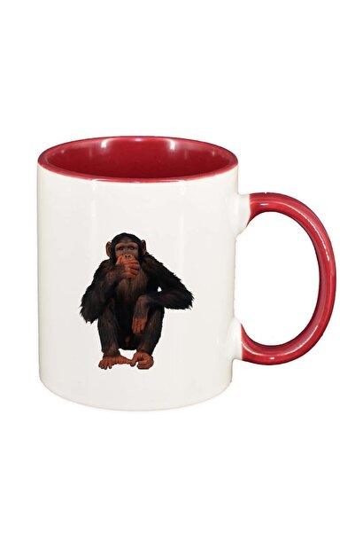 INOVATIX Cana alba personalizata, Maimuta, interior rosu, D202, INOVATIX®. 330ml