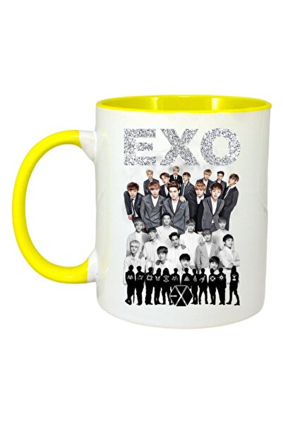 INOVATIX Cana Alba Personalizata, Formatia/trupa Exo 10, Maner Si Interior Galben, ®. 330ml