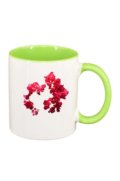 INOVATIX Personalized white mug, Flower, light green interior, D247, INOVATIX®. 330ml