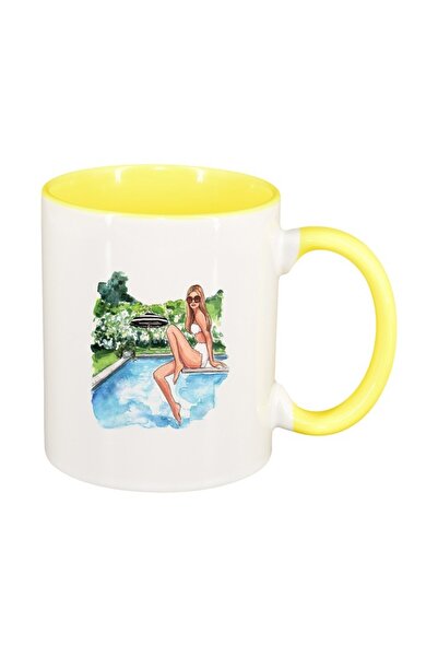 INOVATIX Cana alba personalizata, Woman summer, interior galben, D1474, INOVA...