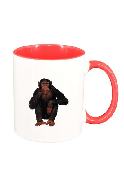 INOVATIX Cana alba personalizata, Maimuta, interior rosu, D202, INOVATIX®. 330ml