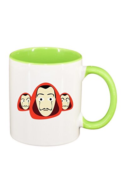 INOVATIX Εξατομικευμένη λευκή κούπα, La Casa De Papel, ανοιχτό πράσινο εσωτερ...