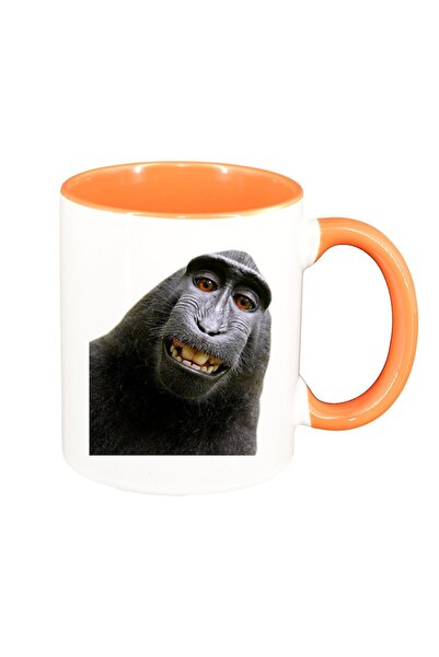 INOVATIX Cana alba personalizata, personalizata, Monkey, interior portocaliu,...