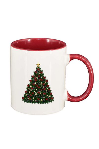 INOVATIX Personalized white mug, Christmas, red interior, D165, INOVATIX®. 330ml