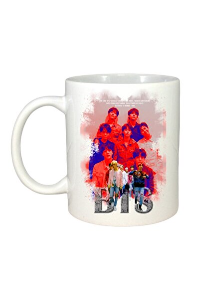 INOVATIX Персонализирана бяла чаша, Bts Band 4, бяла дръжка и вътрешност, ®. ...