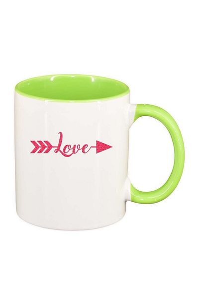 INOVATIX Personalized white mug, Love, light green interior, D337, INOVATIX®. 330ml