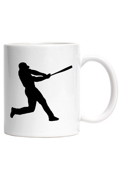 INOVATIX Personalized white mug, a baseball player hitting the ball with a bat, INOVATIX®. 330ml
