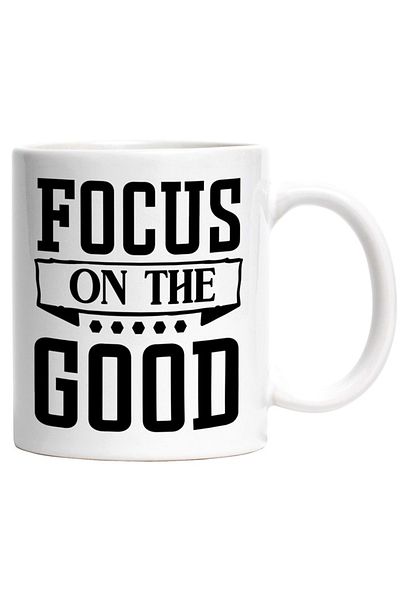 INOVATIX Personalized white mug, message that encourages you to focus on the good things, INOVATIX®. 330ml