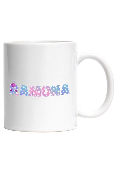 INOVATIX Εξατομικευμένη λευκή κούπα, Όνομα Ραμόνα, Μονόκερος, Πριγκίπισσα, Πα...