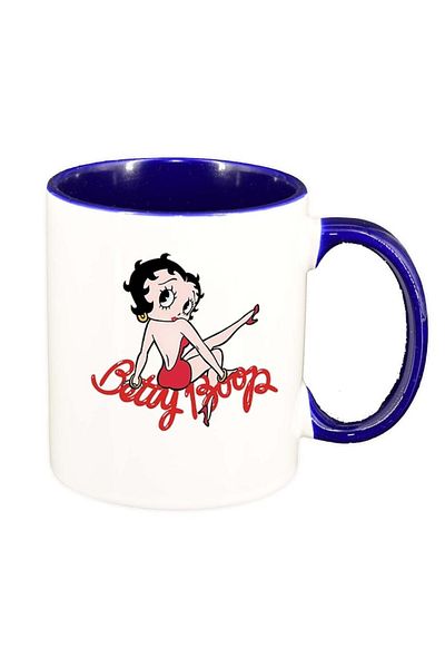 INOVATIX Personalized white mug, Cartoon, Betty Boop, dark blue interior, D646, INOVATIX®. 330ml