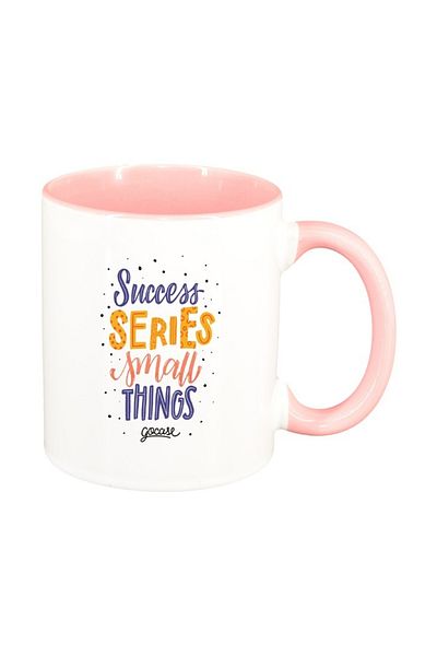 INOVATIX Personalized white mug, Succes series message, pink interior, D1425, INOVATIX®. 330ml