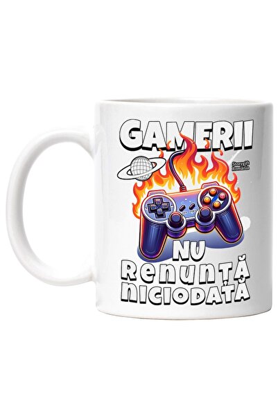 INOVATIX Cana alba personalizata, maneta joc video Gamerii nu renunta nicioda...