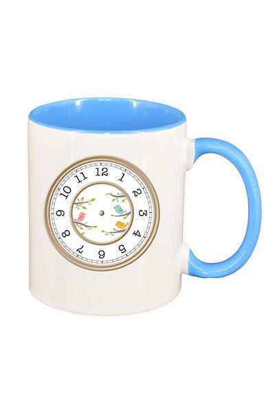 INOVATIX Cana alba personalizata, Clock, interior albastru, D969, INOVATIX®. 330ml