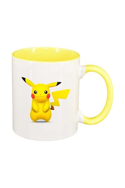 INOVATIX Personalized white mug, Pikachu, yellow interior, D319, INOVATIX®. 330ml