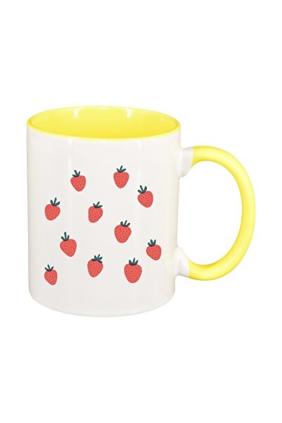 INOVATIX Εξατομικευμένη λευκή κούπα, φράουλα, κίτρινο εσωτερικό, D1464, INOVA...