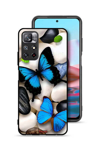 Tolwak غطاء حماية لهاتف شاومي ريدمي نوت 11 4G بنقشة فراشات على أحجار