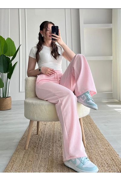 NATUFIAN STORE Women's Waterway Loose Cut Striped Trousers