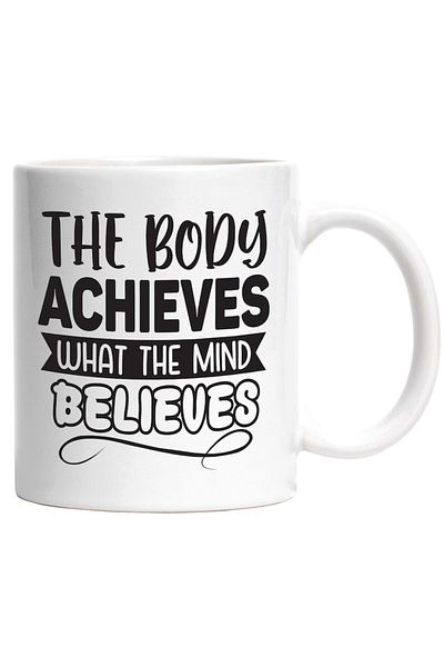 INOVATIX Personalized white mug, motivational message The body achieves what the mind believes, INOVATIX®. 330ml