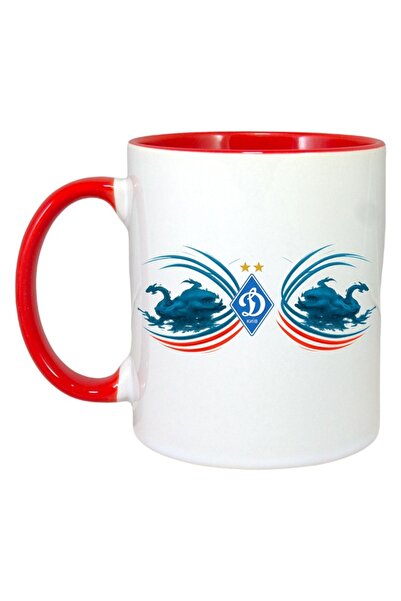 INOVATIX Персонализирана бяла чаша, ФК Динамо Киев Украйна, червена дръжка и ...