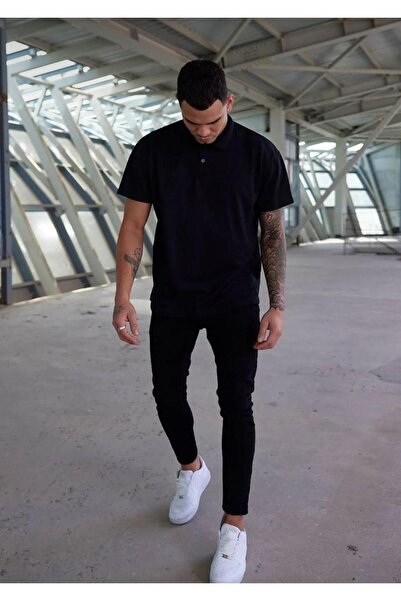 BAGİSTA BUTİK UNISEX ΣΚΟΥΡΟ ΜΠΛΕ ΚΟΝΤΟΜΑΝΙΚΟ ΠΟΛΟ ΛΑΚΟΣ 100% ΒΑΜΒΑΚΙ