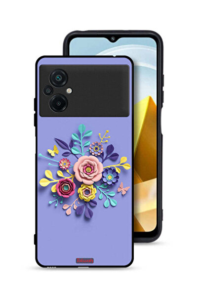 Tolwak Xiaomi Poco M5 4G Protective Case Cover Flowers Art