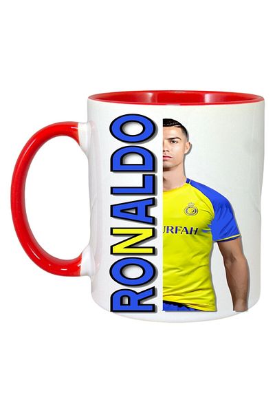 INOVATIX Personalized White Mug, Ronaldo Name, Red Handle and Interior, ®. 330ml