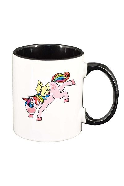 INOVATIX Personalized white mug, Unicorn, black interior, D971, INOVATIX®. 330ml