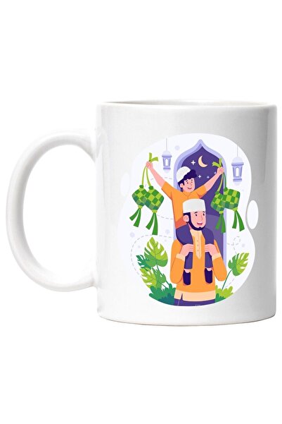 INOVATIX Cana alba personalizata, Musulmani, Lampa, Parinte, Copil, Luna, INO...