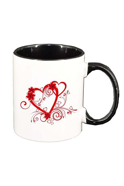INOVATIX Personalized white mug, Love, black interior, D307, INOVATIX®. 330ml