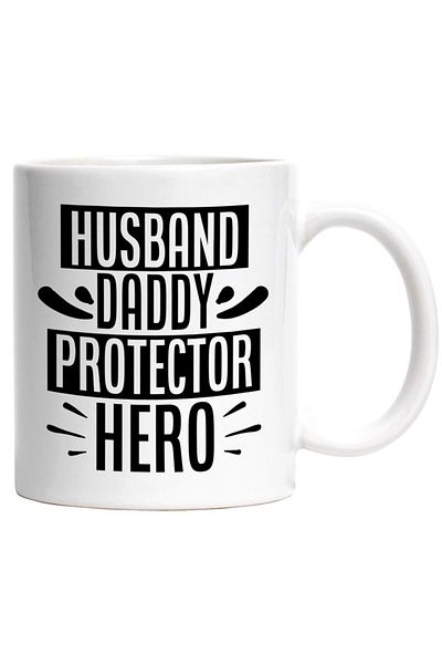 INOVATIX Personalized white mug, Husband, dad, protector and hero, INOVATIX®. 330ml