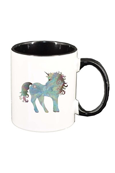 INOVATIX Cana alba personalizata, Drawn Unicorn, interior negru, D997, INOVAT...
