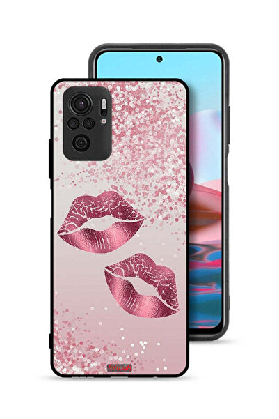 Tolwak Xiaomi Redmi Note 10S Protective Case Cover Glitter Lips