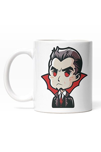 INOVATIX Cana alba personalizata, Portret Stil Marioneta Dracula, Vlad Tepes, Vampir, SF, INOVATIX®. 330ml