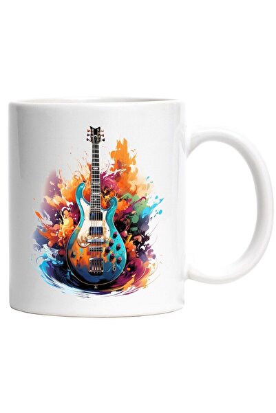 INOVATIX Cana alba personalizata, Chitara Electrica, Ilustratie Abstracta, Sp...