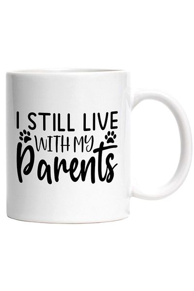 INOVATIX Personalized white mug, paws and ul I still live with my parents, INOVATIX®. 330ml