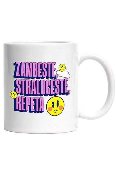 INOVATIX Personalized white mug, Smiley Face On Fluffy Cloud Smile Shine Repeat, INOVATIX®. 330ml