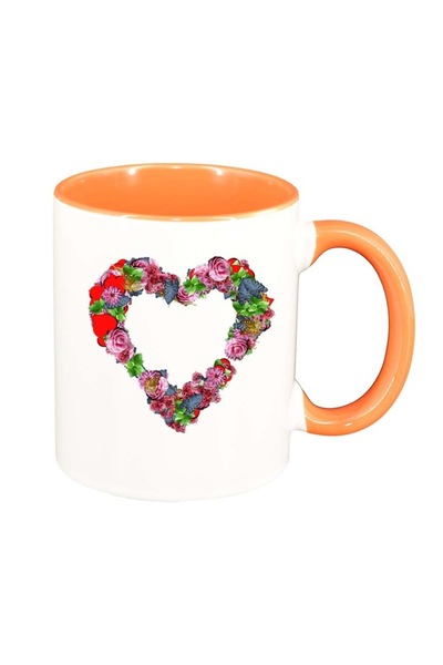 INOVATIX Cana alba personalizata, Flori, Love, interior portocaliu, D981, INO...