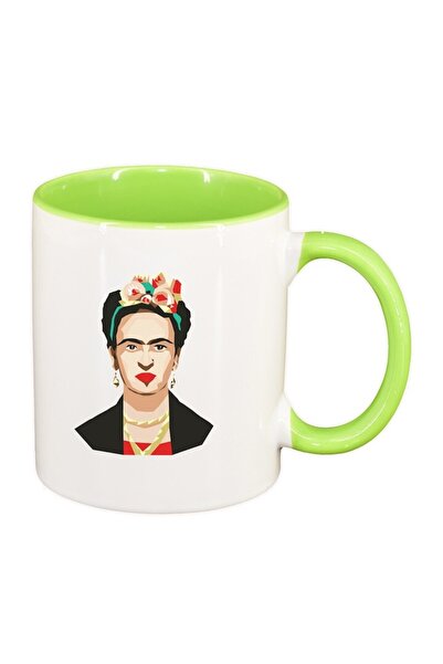 INOVATIX Персонализирана бяла чаша, Frida, светлозелена вътрешност, D1453, IN...