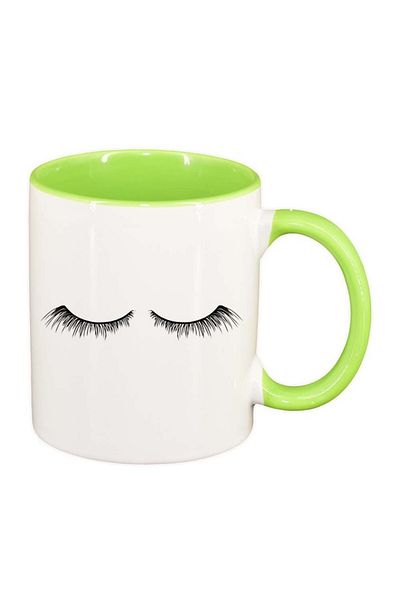 INOVATIX Personalized white mug, Eye Lash, light green interior, D294, INOVATIX®. 330ml