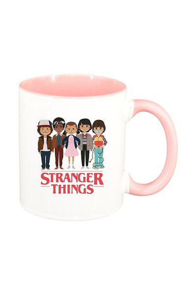 INOVATIX Cana alba personalizata, Stranger Things, interior roz, D1293, INOVATIX®. 330ml