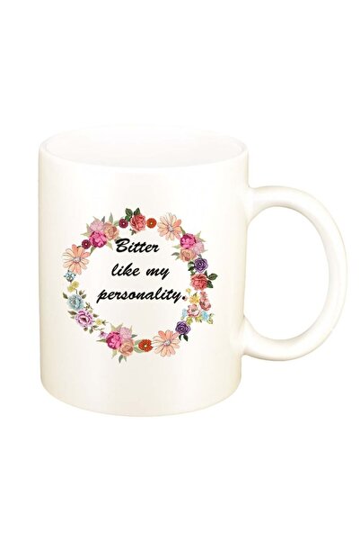 INOVATIX Cana albă personalizată, Flori, Amar ca personalitatea mea., D1047, ...