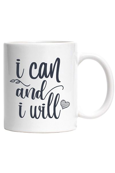 INOVATIX Personalized white mug, heart and the phrase I can and I will - I can and I will, INOVATIX®. 330ml