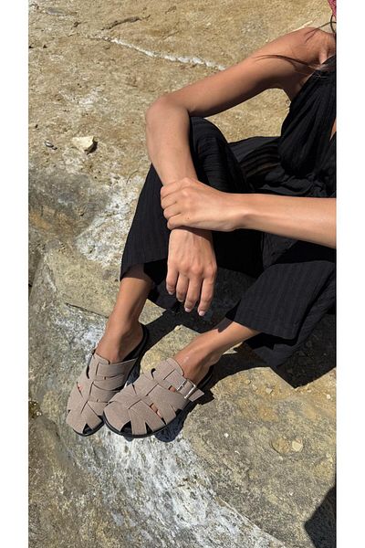Eataly Shoes Papuci de damă cu catifea de nurcă, model cu cataramă