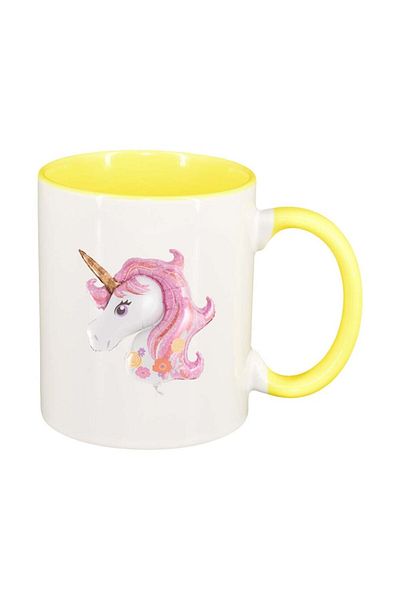 INOVATIX Personalized white mug, Pony, yellow interior, D255, INOVATIX®. 330ml