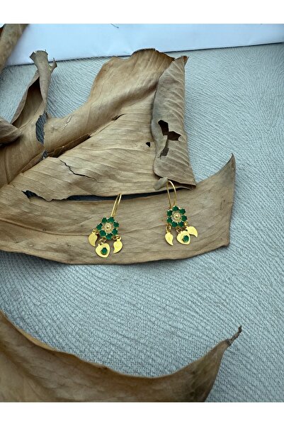 Midyat Artuklu Gümüşçülük Akik Taşlı Gümüş Altın Kaplama Pullu Sallantılı Küpe