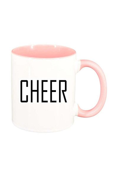 INOVATIX Personalized white mug, Cheer, pink interior, D219, INOVATIX®. 330ml