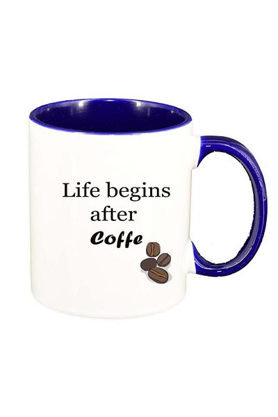 INOVATIX Personalized white mug, Coffee love, dark blue interior, D1033, INOVATIX®. 330ml