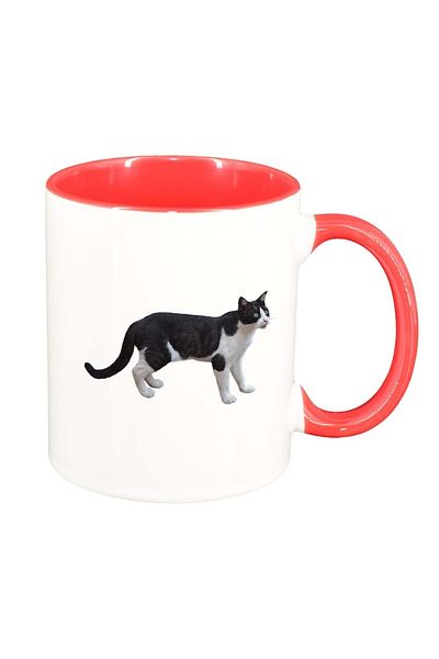 INOVATIX Personalized white mug, Cat, dark red interior, D958, INOVATIX®. 330ml