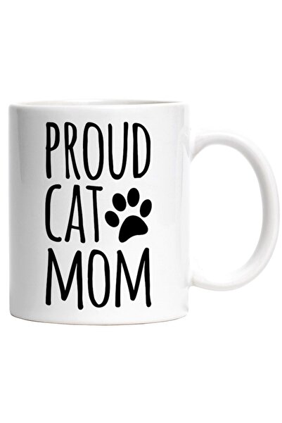 INOVATIX Cana alba personalizata, labuta si ul Proud cat mom - mama mandra de...